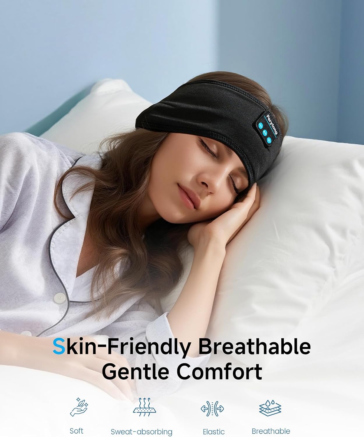 Sleep Headphones Wireless, Bluetooth Sports Headband Headphones with Ultra-Thin HD Stereo Speakers Perfect for Sleeping,Workout,Jogging,Yoga,Insomnia, Air Travel, Meditation (Black)