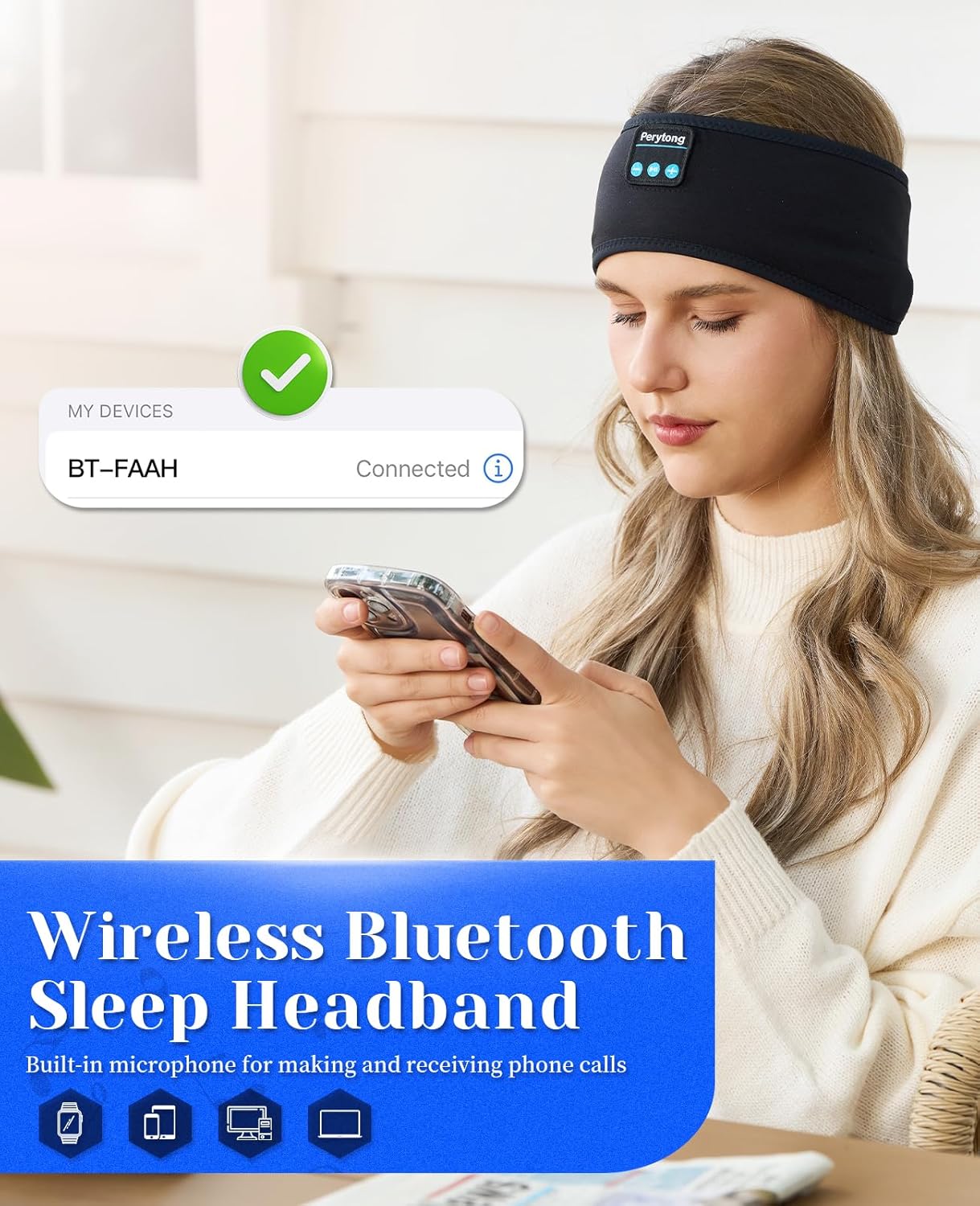 Sleep Headphones Wireless, Bluetooth Sports Headband Headphones with Ultra-Thin HD Stereo Speakers Perfect for Sleeping,Workout,Jogging,Yoga,Insomnia, Air Travel, Meditation (Black)